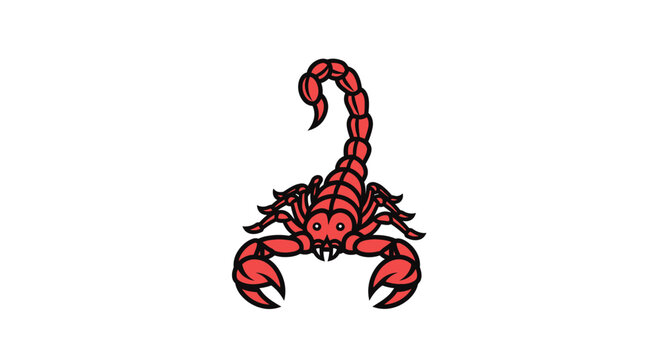 Stylized red scorpion mascot graphic on white background