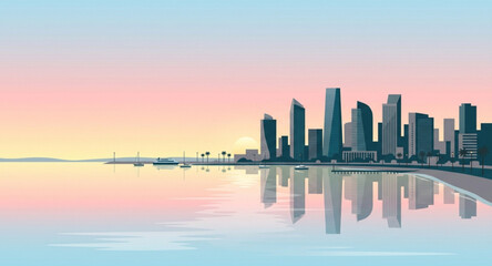 Fototapeta premium city skyline at sunset