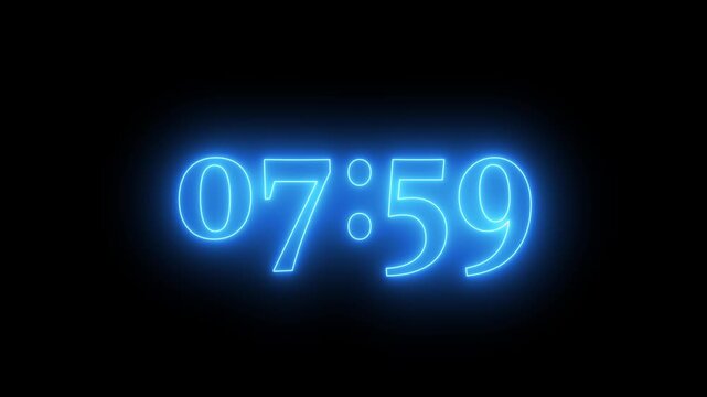 7-8 minutes countdown with black background. 7 Minute Digital Negative Countdown. seconds on transparent background 420 second countdown timer, Countdown video.