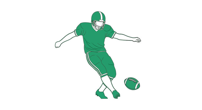Man Kicking a Football in Green.
