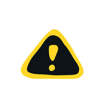 Warning icon in hand drawing style isolated illustration.