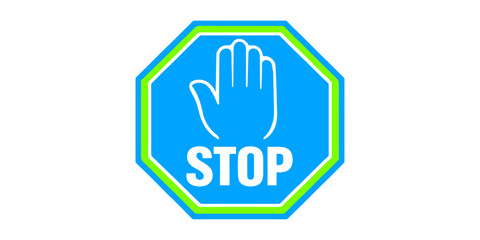 Obraz premium A 3D illustration of a red stop hand sign icon and warning symbol on a web button concept to signal danger or a no entry human finger gesture for business internet security