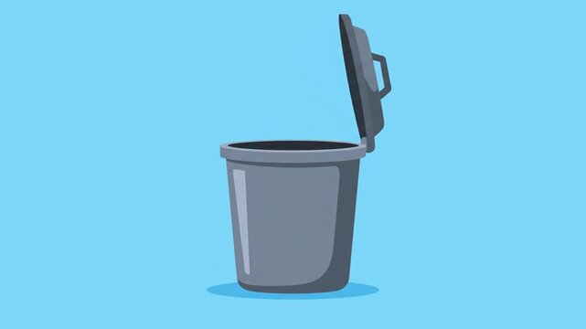 Paper crumples falling into a trash can against a blue backdrop