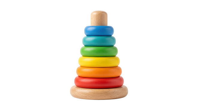 Classic wooden rainbow stacking rings toy for infant development