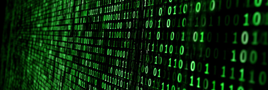 Binary Code & Green Background: Cyber Security in Digital Data Stream | Technology & Computer Programming Concepts