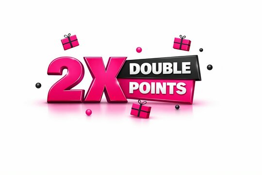 Double points 2x promotional banner with gift boxes