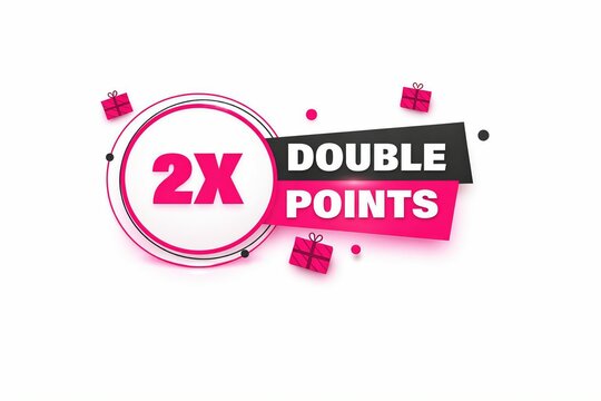 Double points promotion with gift box icons and 2x multiplier badge