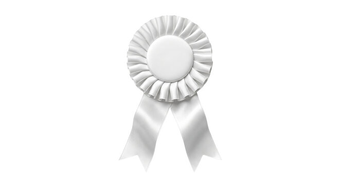 White satin award rosette with pleated ribbon