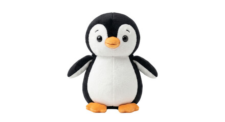Fototapeta premium Cute penguin plush toy with orange beak and feet