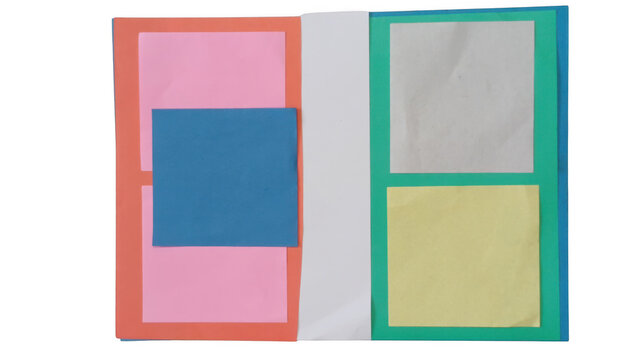 Three colorful abstract rectangles in a vertical line
