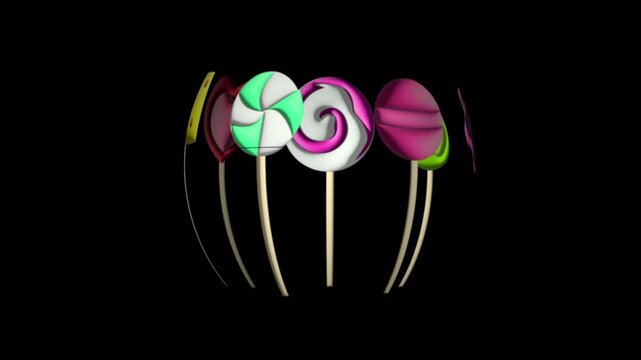 3D animation of choosing from Chupa Chups candies