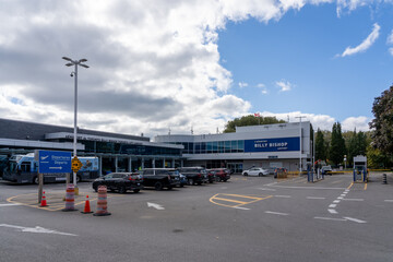 Fototapeta premium Toronto, Canada - October 16, 2024: Billy Bishop Toronto City Airport on Toronto Islands in Toronto, Ontario, Canada. Billy Bishop Airport (BBTCA) Is a regional airport.
