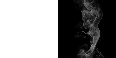 Obraz premium Smoke rising up against a dark background with a white space isolated on transparent background