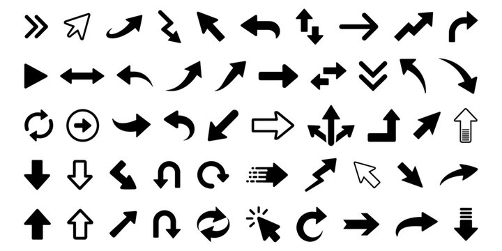 simple mega set of arrow symbols. black arrow vector icon pack