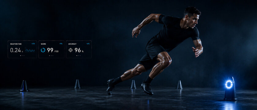 Reaction Speed Training Athlete Using AI Performance Metrics for Faster Sprint Response and Elite Sports Conditioning