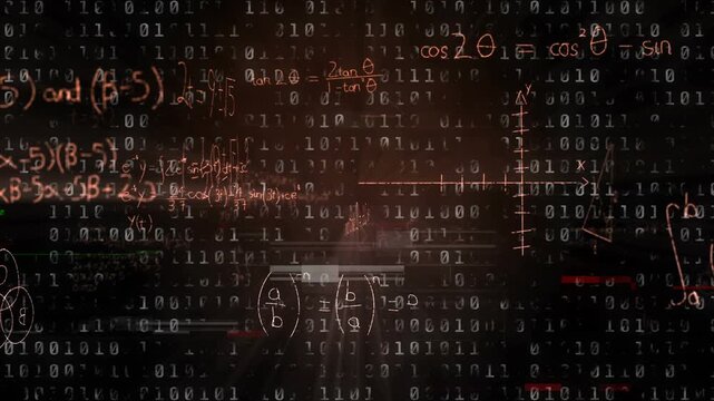 Faint axes emerging on binary field starting chalk math appearing, shifting, layering, showing data