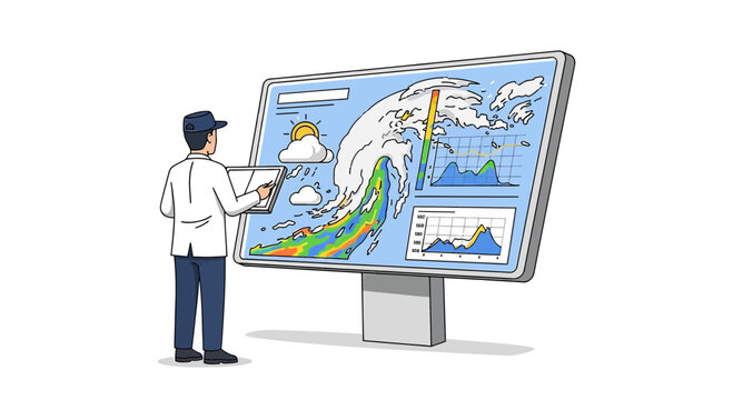 Weather Forecast Analyst with Digital Display Screen