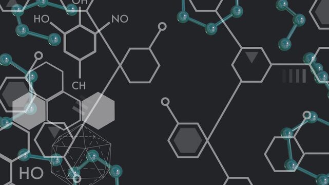 Loop start sending teal clusters drifting and rotating around hex network, showing molecular motion