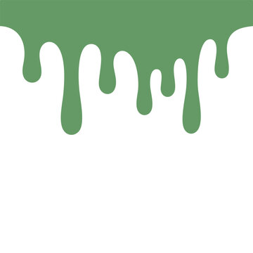 Green paint drip border on white drips liquid