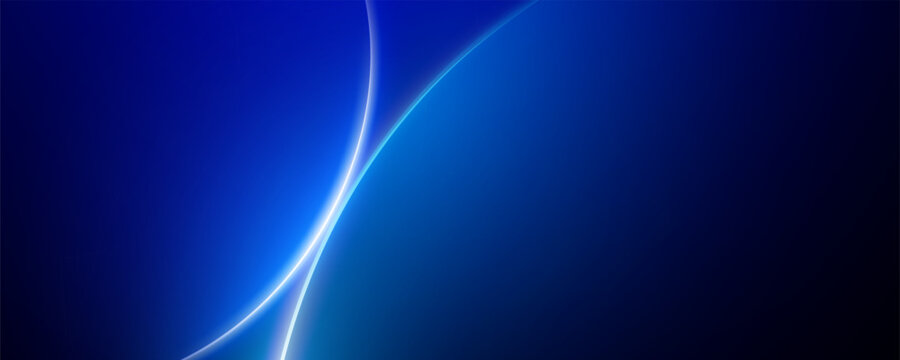 Abstract blue background with glowing curved lines and light flares