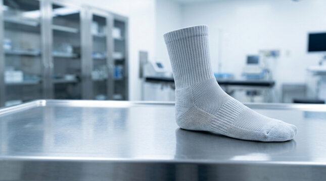 Medical Sock on Table in Clean Room.