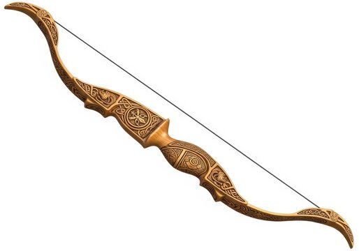 Intricate design longbow with celtic-inspired carvings and string