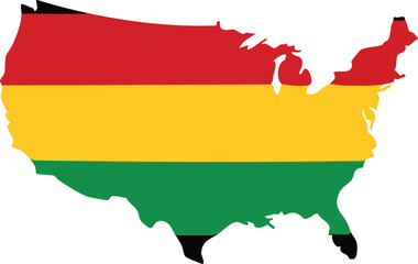 Obraz premium United States Map with Pan African Colors Cultural Freedom Illustration