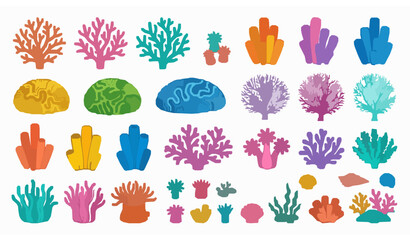 Coral element vector illustration collection underwater reef set © abdul