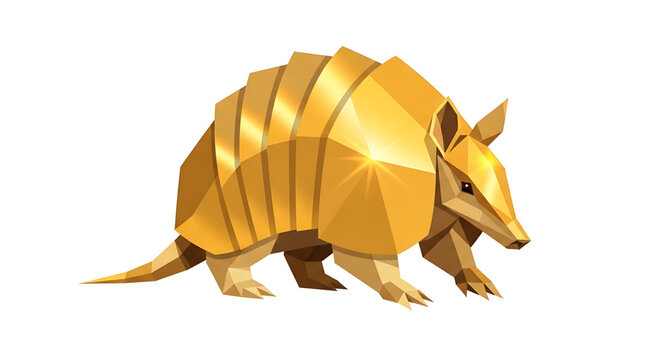 Golden armadillo low poly geometric illustration