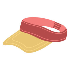 Obraz premium Red and Yellow Athletic Visor Cap, Hand Drawn Vector Illustration for Retro Sportswear and Sun Protection