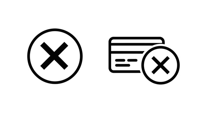 Stop subscription and payment cancellation service icons with subscription transaction terminated cessation discontinue membership commerce management restriction prohibited minimalist
