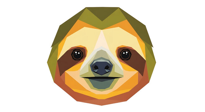 Low poly geometric illustration of a cute sloth face