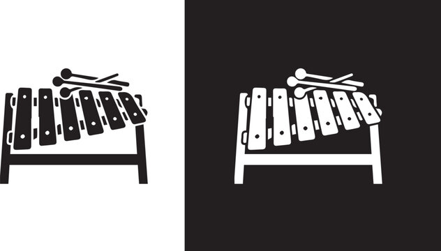 musical instrument including accordion trombone xylophone in black silhouette ideal for music education materials and concert promotion