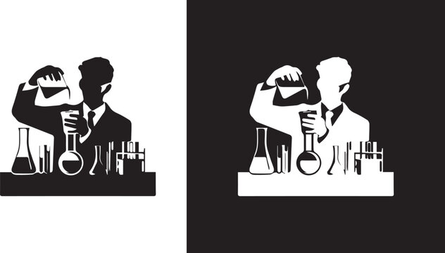 Geneticist man researching in laboratory vector icon