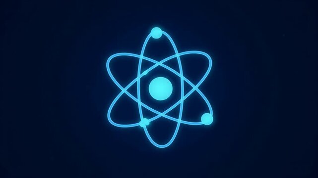 atom icon animation, blue background