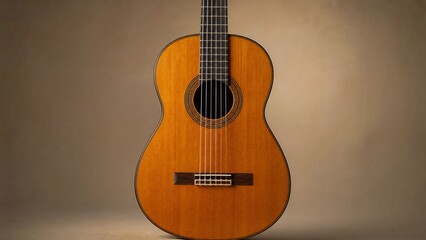 Obraz premium chord. A Spanish acoustic guitar showcased with warm lighting highlighting its polished wood details. tutorial guides, club newsletters, designed for sports & leisure club marketing.