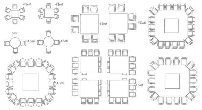 Table arrangement plans and seating layouts black silhouette high quality professional