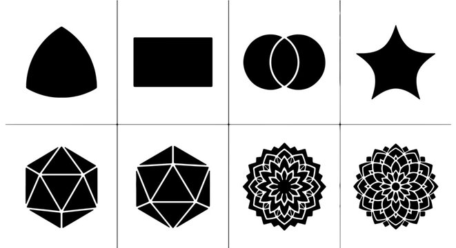 Geometric Shapes Collection, Abstract Icons Set, Simple Forms Vector Art, Basic Symbols Graphic Elements