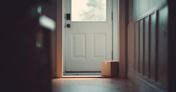 Cardboard package left at home door