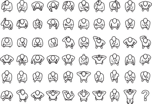 A collection of various overhead illustrations of people in diverse poses, presenting a versatile visual resource for design and concepting.