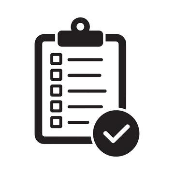 clipboard with checklist and check mark icon solid style