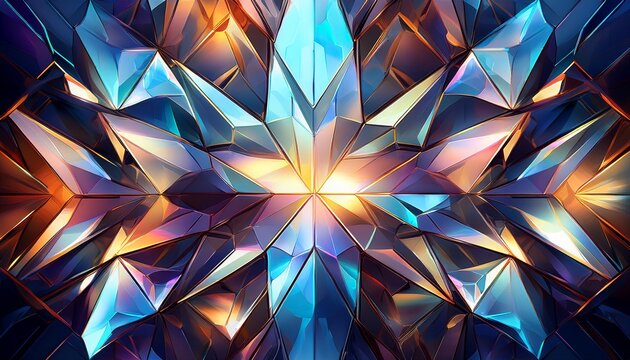 opulent abstract background of interconnected crystal facets creating a geometric texture and fractured light effects radiant facet pattern