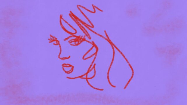 
Elegant Female Face Silhouette on Purple Background