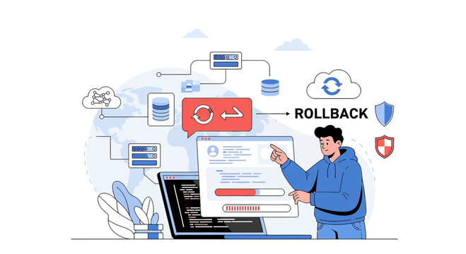 Software rollback, system reset, data recovery, error correction, system failure