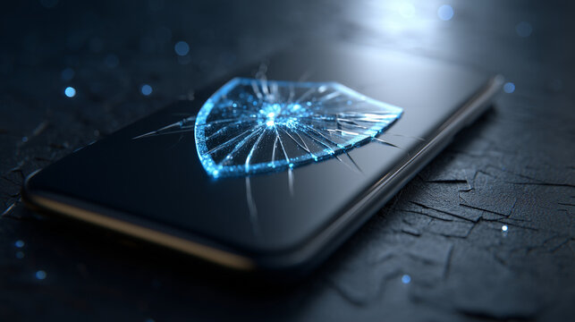 Broken Mobile Security Shield on Smartphone Symbolizing Data Breach and Cyber Attack Vulnerability