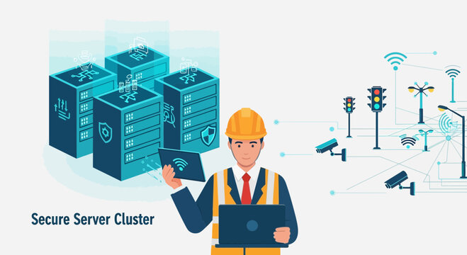 Smart City Security: Worker Manages Secure Server Cluster & Network