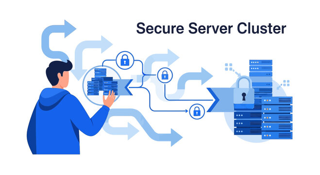 Secure Server Cluster Data Flow with Arrows and Locks