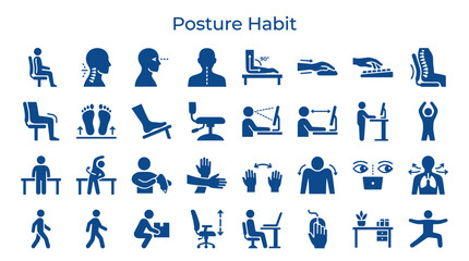 Fototapeta premium Healthy posture habits and exercises for office workers and daily life, promoting well-being and preventing pain
