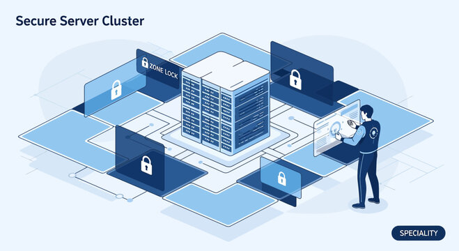 Secure Server Cluster Technology - Data Security Concept with Network Security
