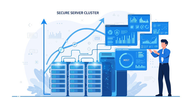 Secure Server Cluster with Data Analytics and Growth Graph